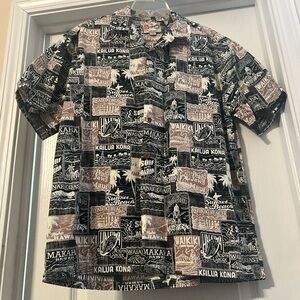 VTG The Hawaiian Origina Hilo Hattie Men's Shirt - Black and Brown Print, Lg